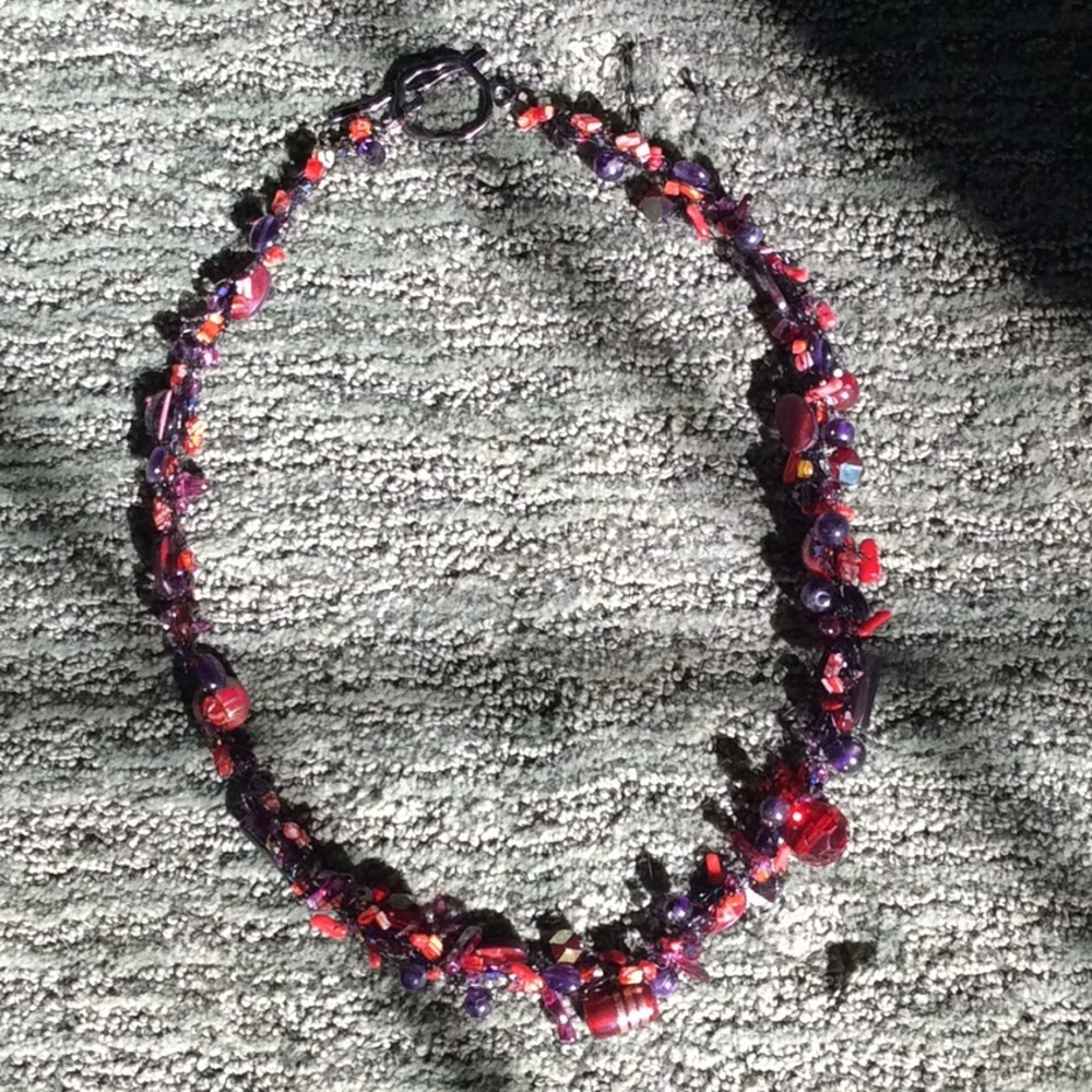 Crochet Metal and Beads Necklace